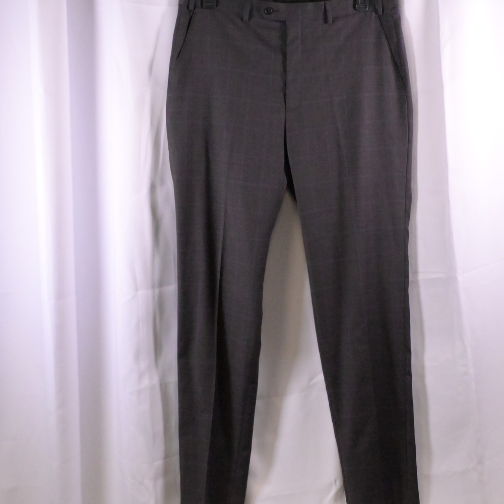 Lauren Ralph Lauren Men's 36x34 Gray Blue Plaid Wool Dress Pants